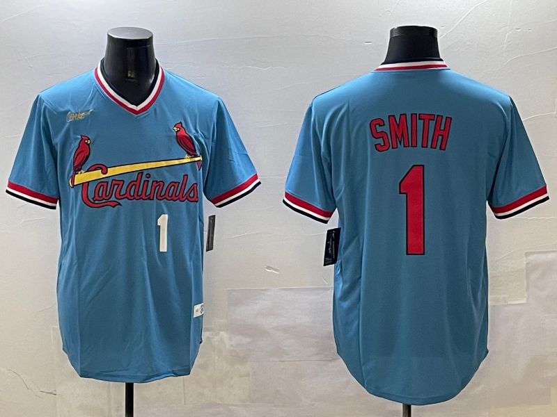 Men St.Louis Cardinals #1 Smith Blue Throwback 2025 Nike MLB Jersey style 2